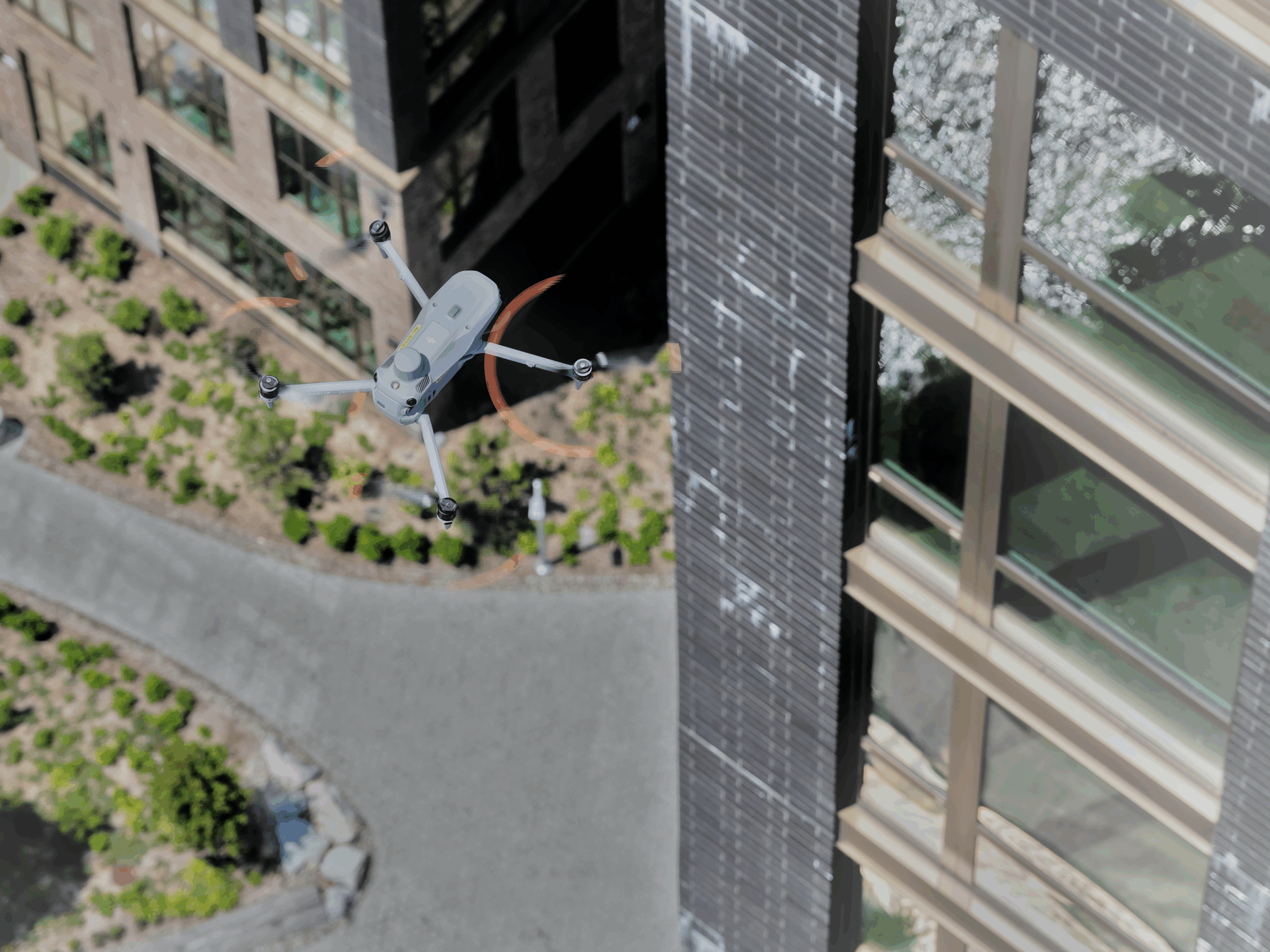 Drone inspecting NYC building